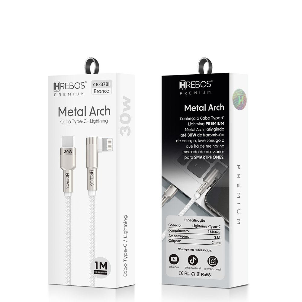 Cabo Metal Arch 30w Tipo-C x Lightning 1m