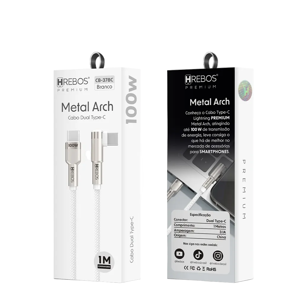 Cabo Metal Arch 100w Tipo-C x Tipo-C 1m