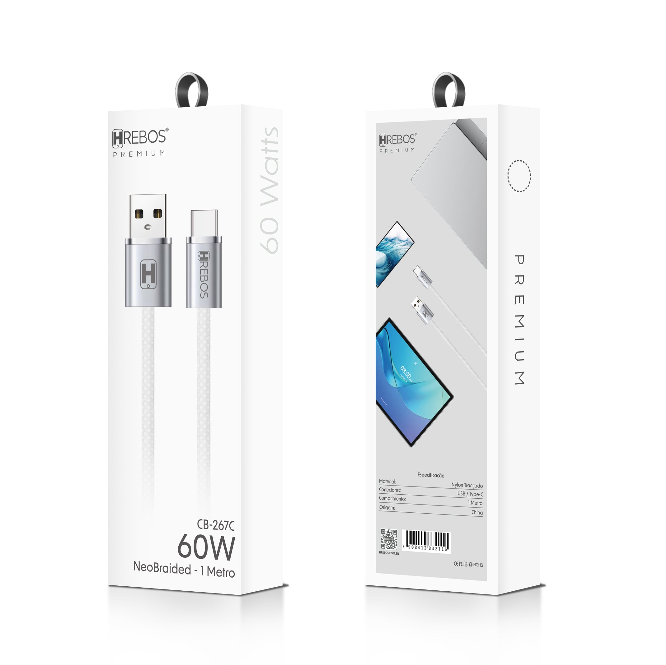 Cabo NeoBraided 60w USB x Tipo-C 1m