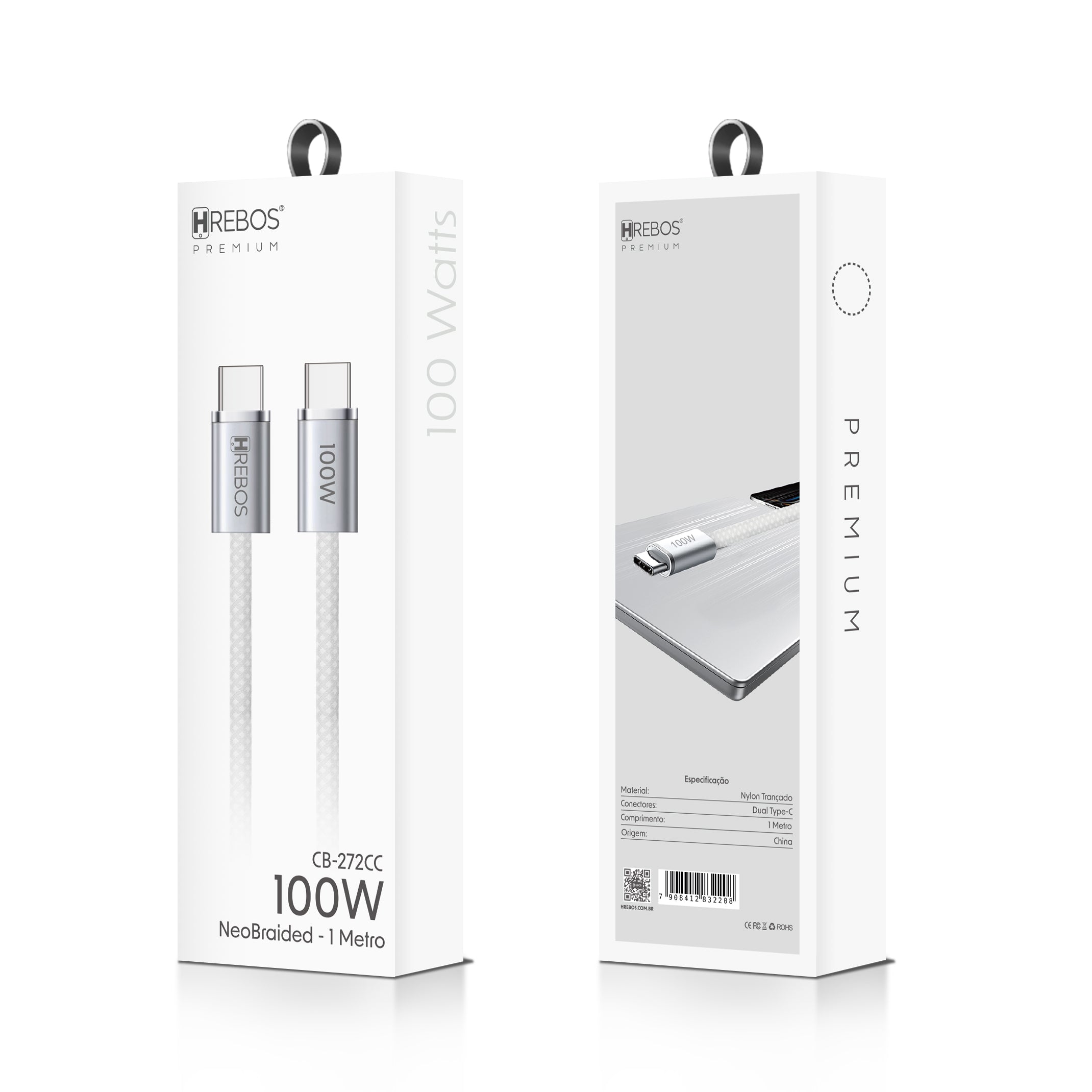 Cabo NeoBraided 100w Tipo-C x Tipo-C 1m