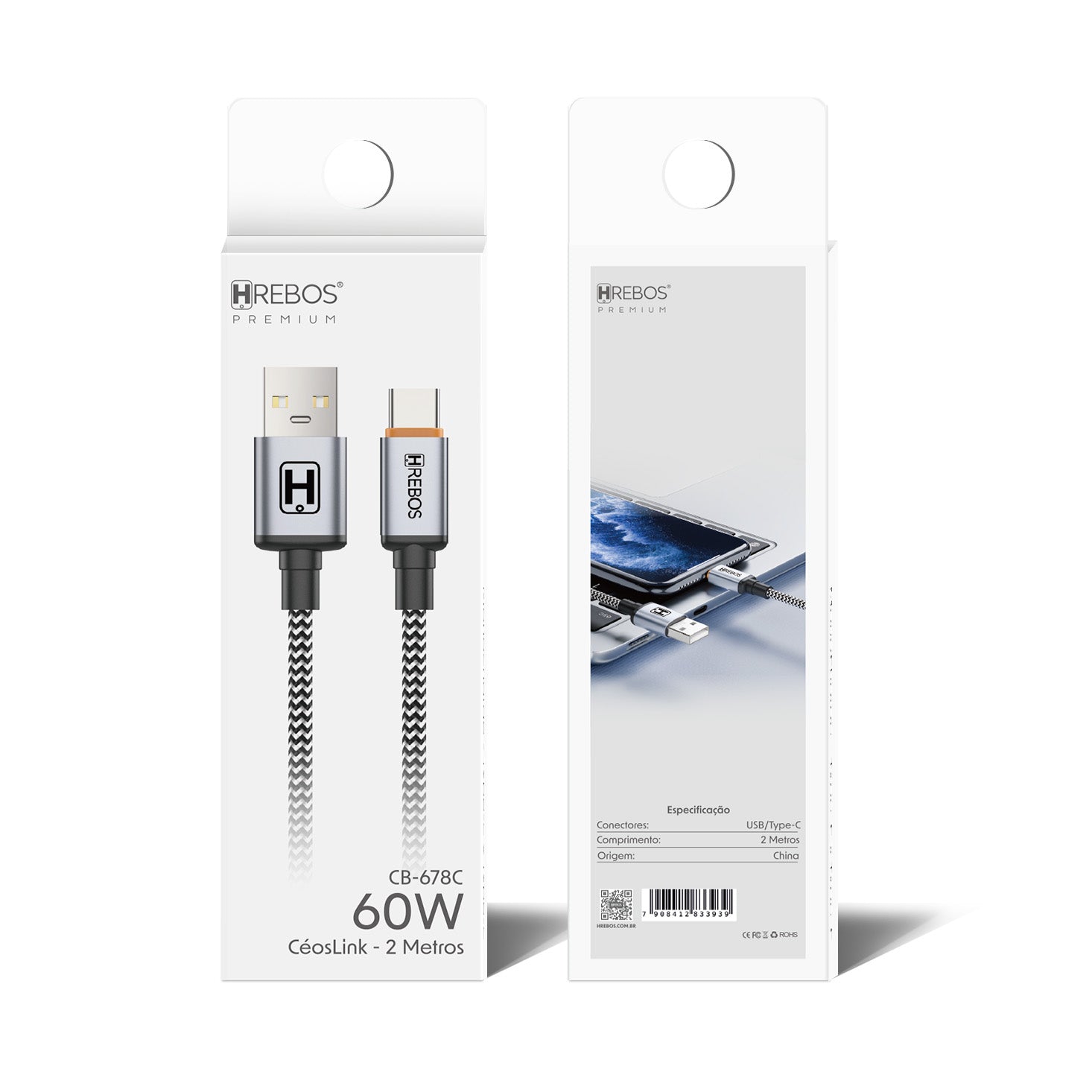 Cabo CéosLink 60w USB x Tipo-C 2m