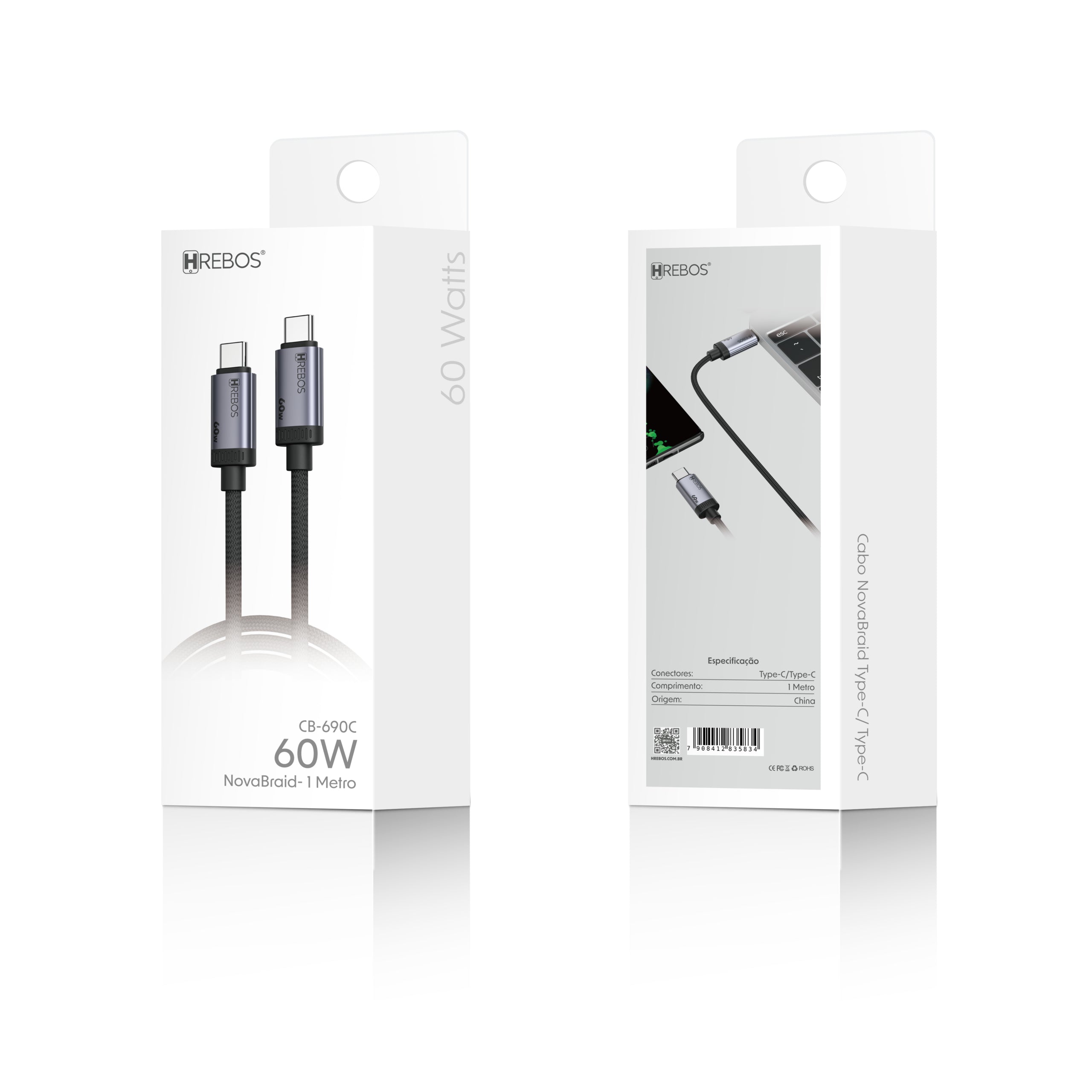 Cabo NovaBraid 60w Tipo-C x Tipo-C 1m