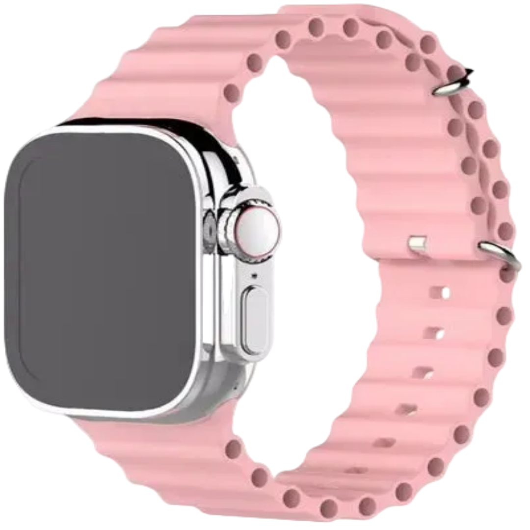 Pulseira Apple Watch Silicone Oceano Rosa