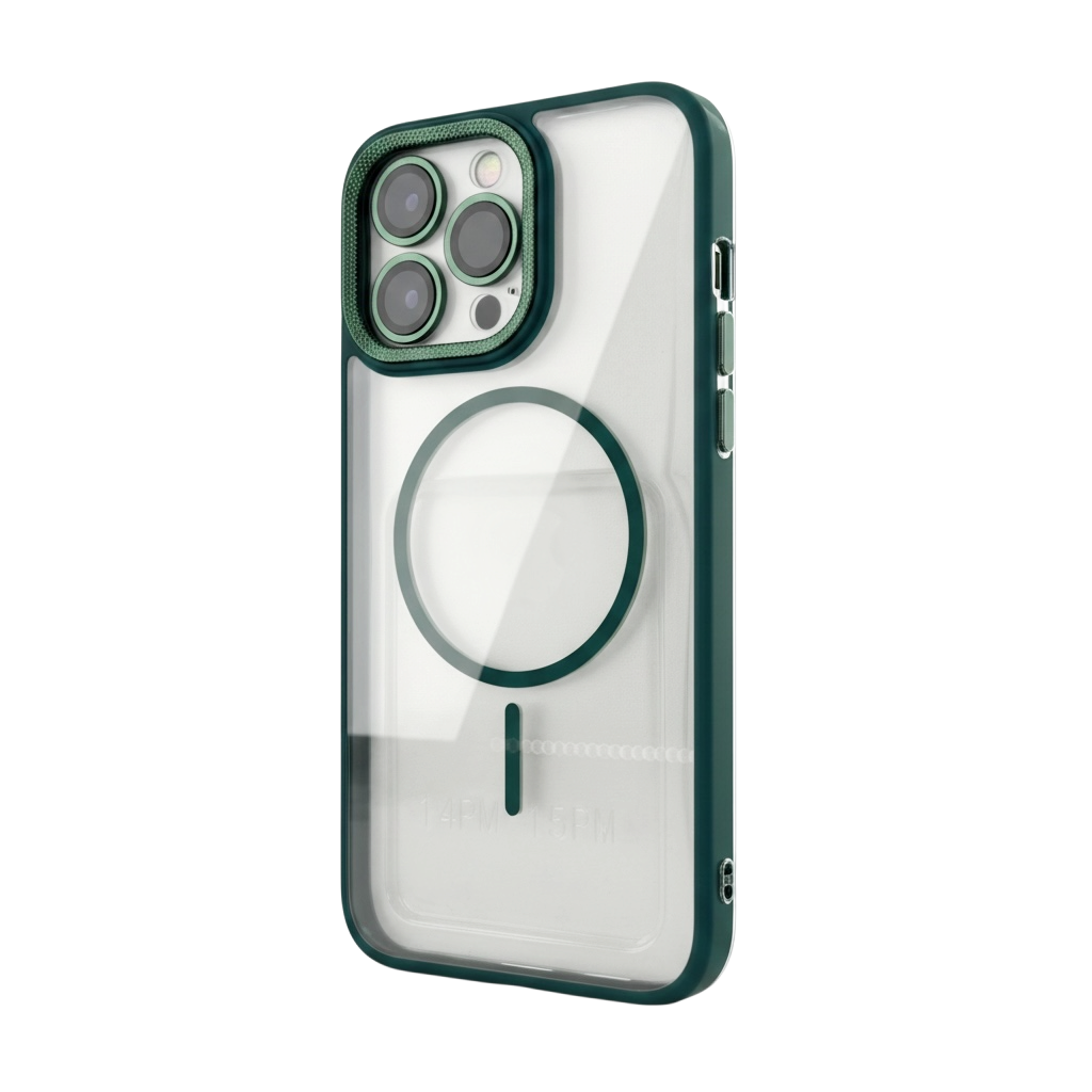 Capa Magnética G`Modelo Protective Expert iPhone 15 Pro Max Transparente com Verde