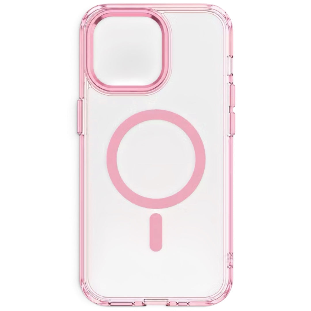 Capa Magnética Gear4 Crystal Palace iPhone 15 Pro Transparente com Rosa