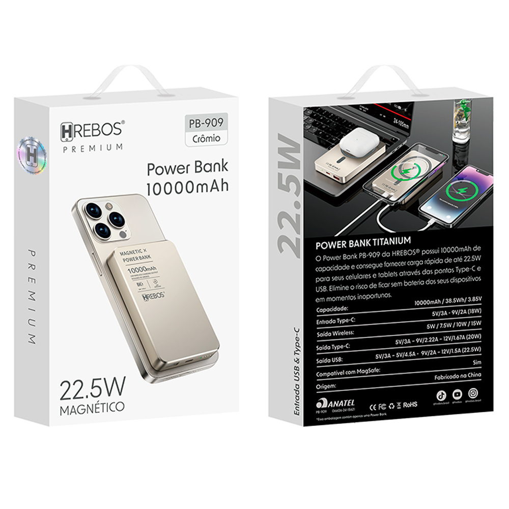 Power Bank 10.000mAh Magnético 22.5w