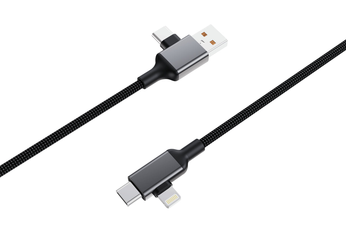 Cabo 4 em 1 USB x Tipo-C x Lightning 1,2m