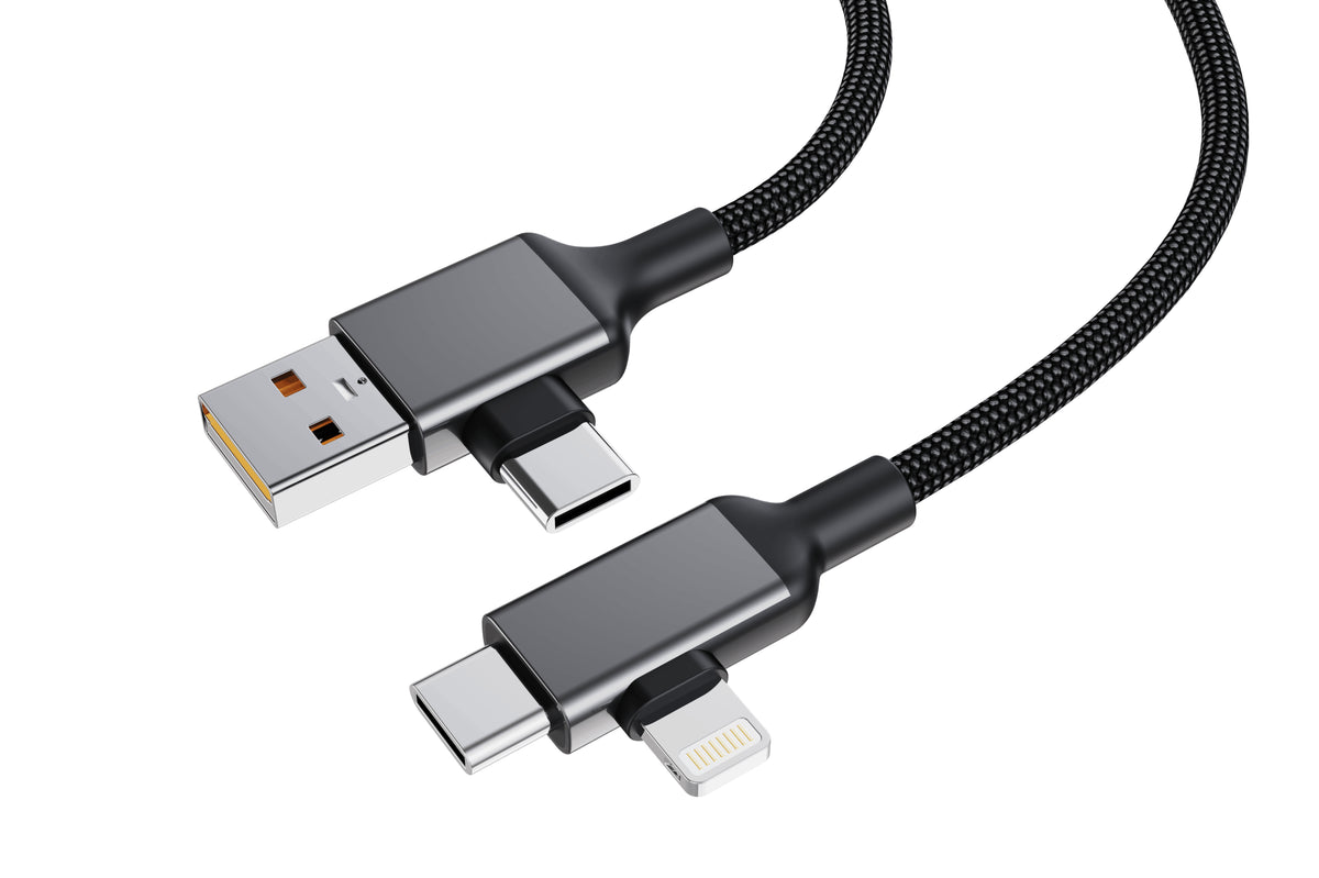 Cabo 4 em 1 USB x Tipo-C x Lightning 1,2m