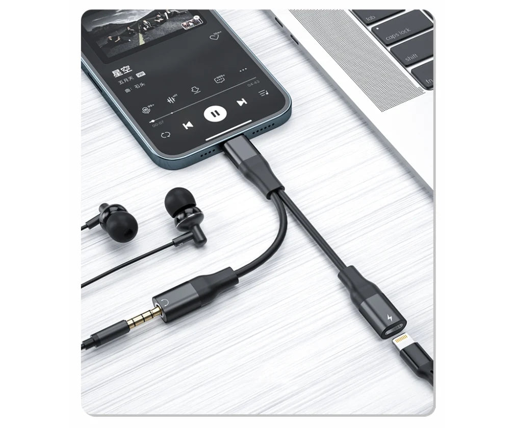 Adaptador Fone P2 e Carregamento iPhone para Lightning