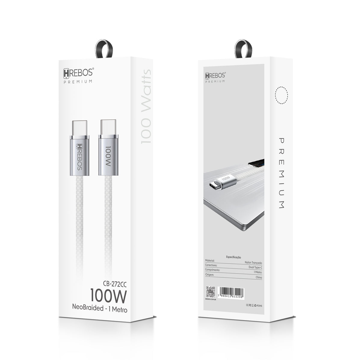 Cabo NeoBraided 100w Tipo-C x Tipo-C 1m