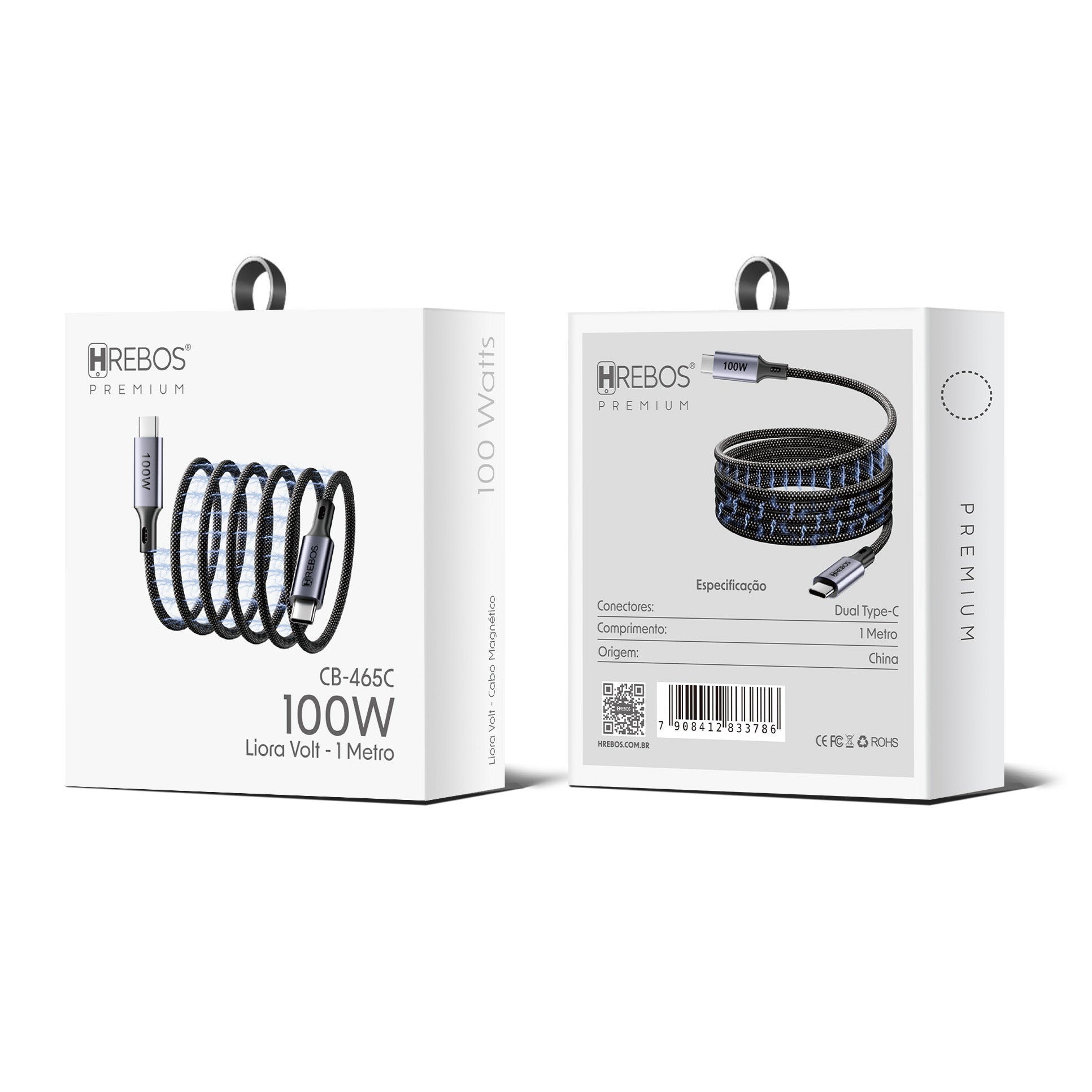 Cabo Magnético Liora Volt 100w Tipo-C x Tipo-C 1m