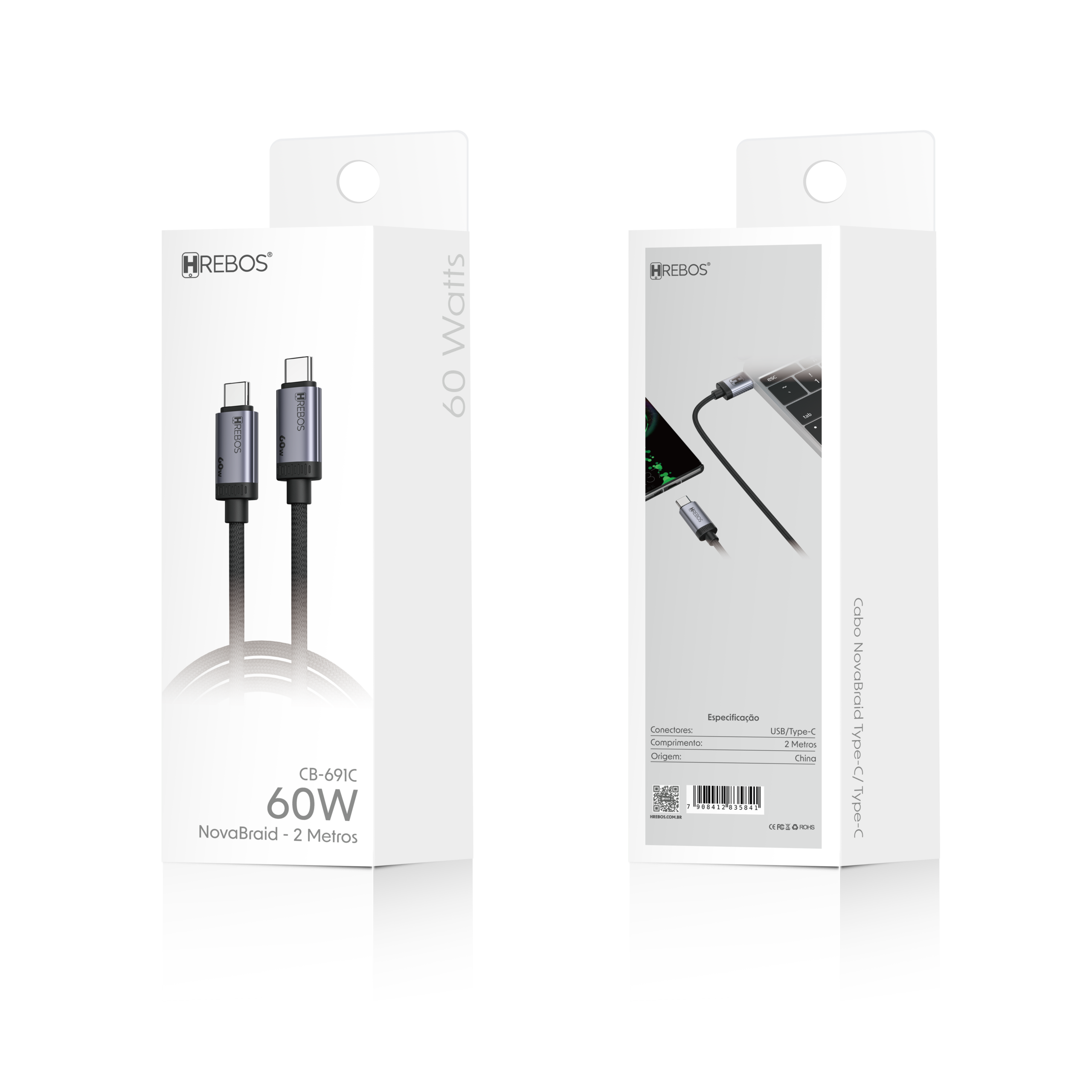 Cabo NovaBraid 60w Tipo-C x Tipo-C 2m