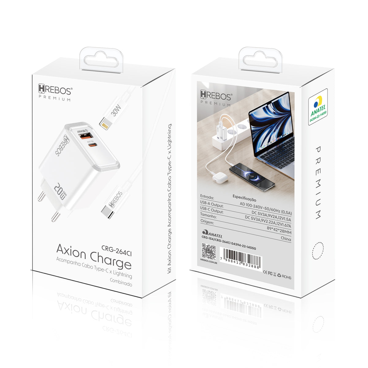 Kit Carregador Axion Charge 40w Tipo-C x Lightning