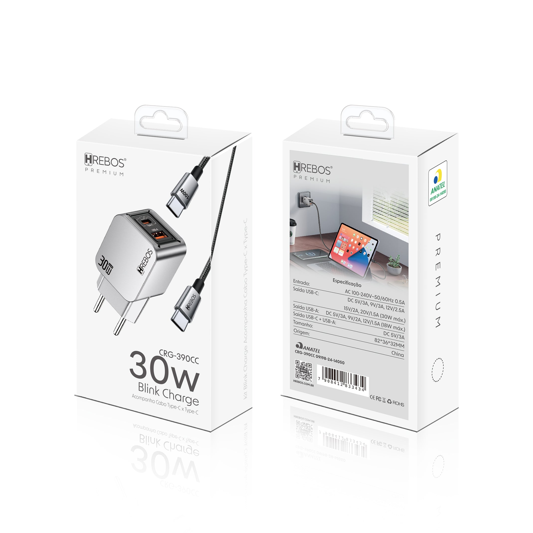 Kit Carregador Blink Charge 30w Tipo-C x Tipo-C