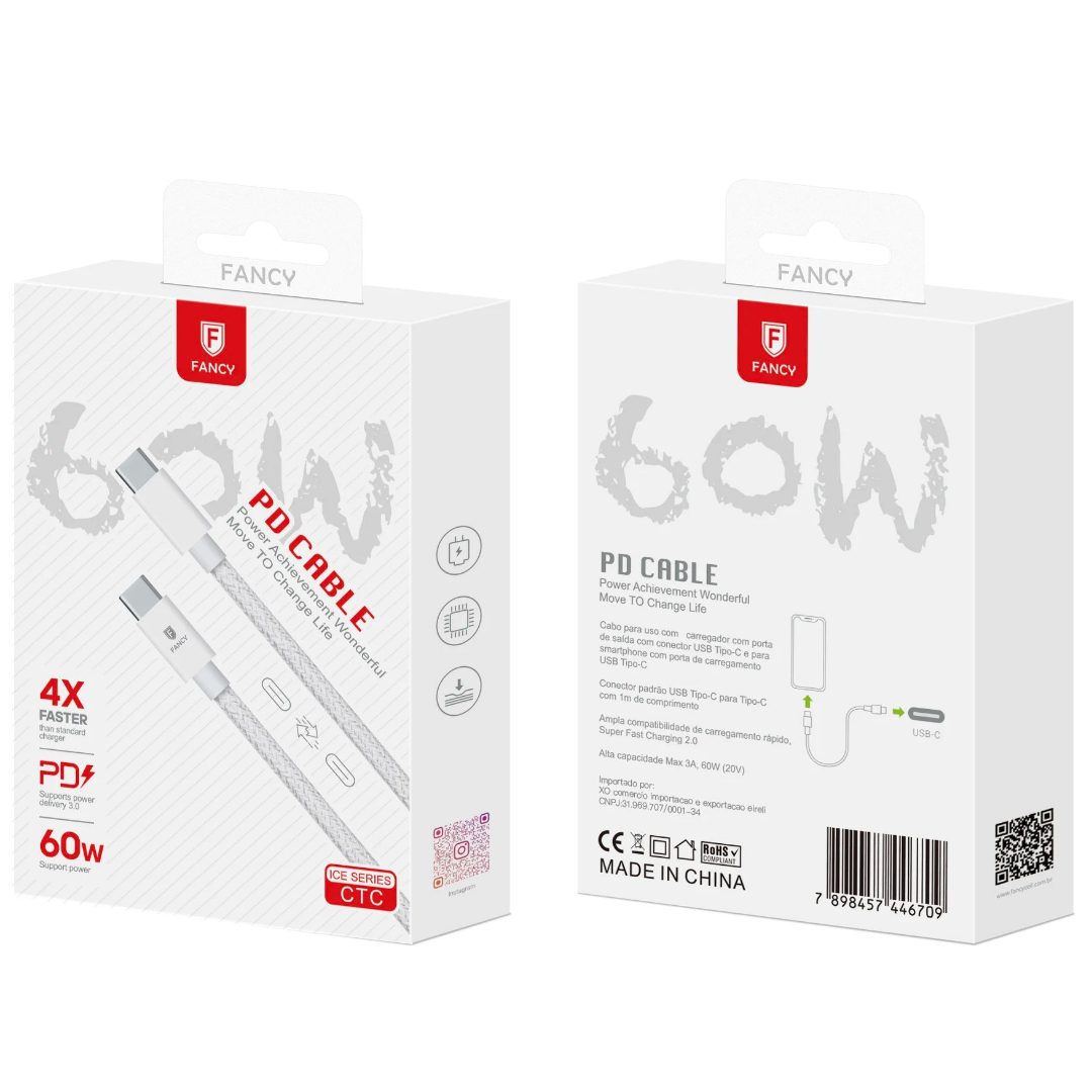 Cabo Tipo-C x Tipo-C / 60W / 20v / CTC – Fancy