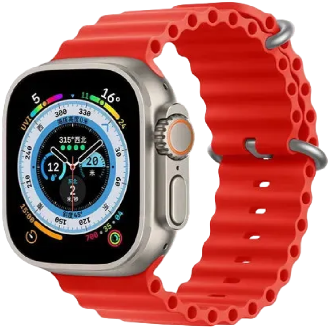 Pulseira Apple Watch Silicone Oceano Vermelha