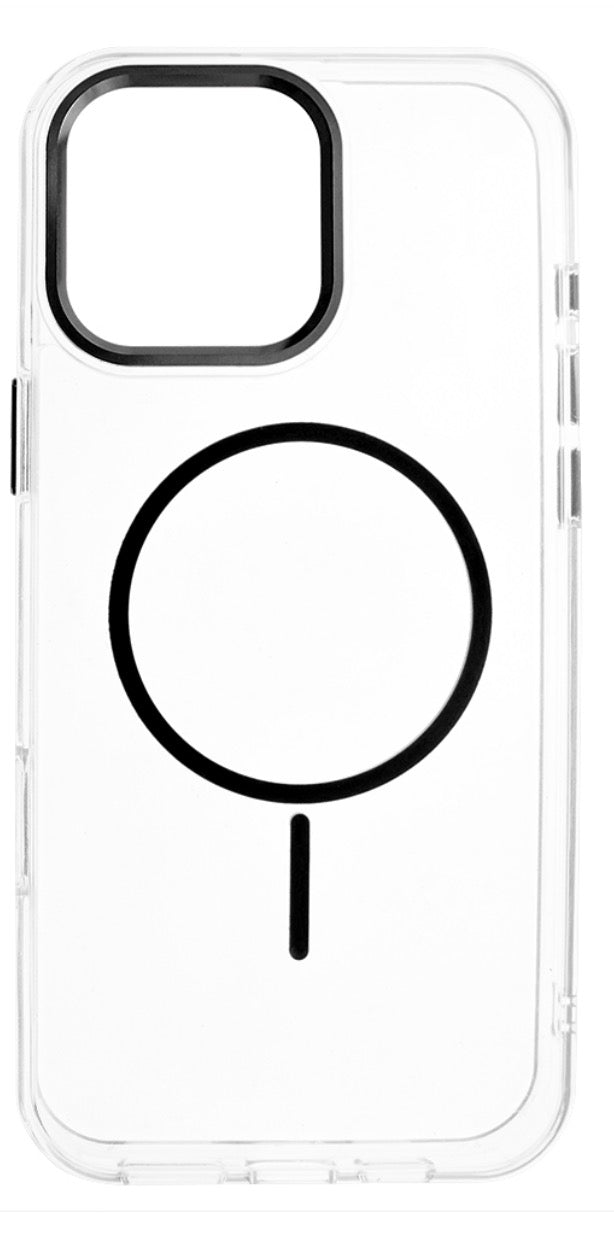 Capa Magnética Armor Shield iPhone 15 pro max Transparente com Preto