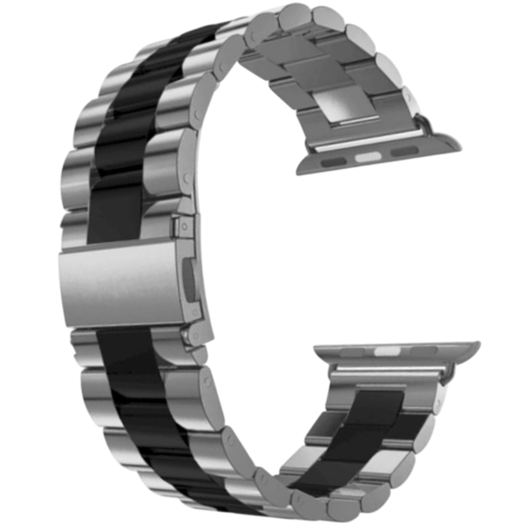 Pulseira Apple Watch Aço Prata com Preto