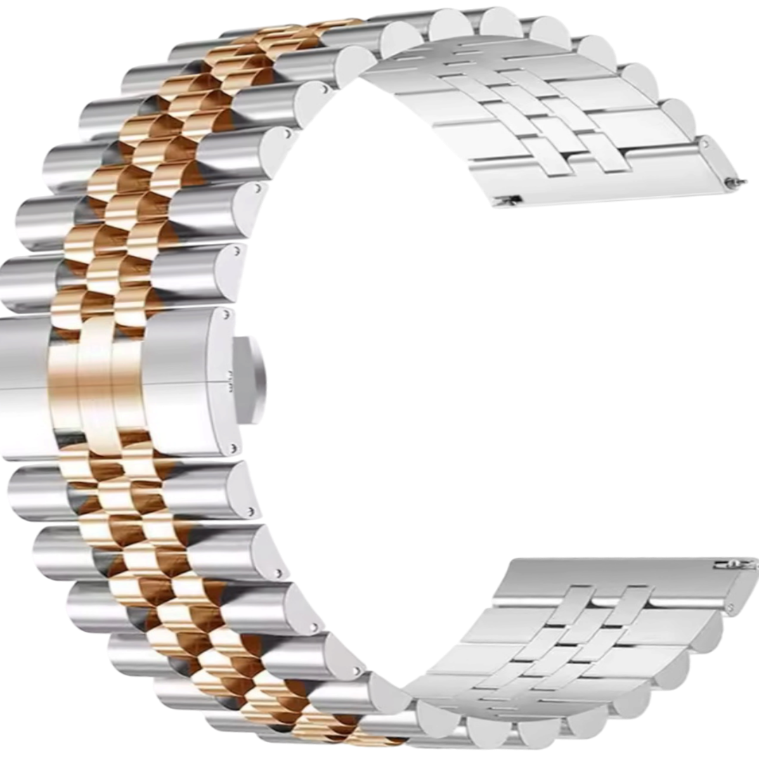 Pulseira Apple Watch Aço Flex Prata com Bronze