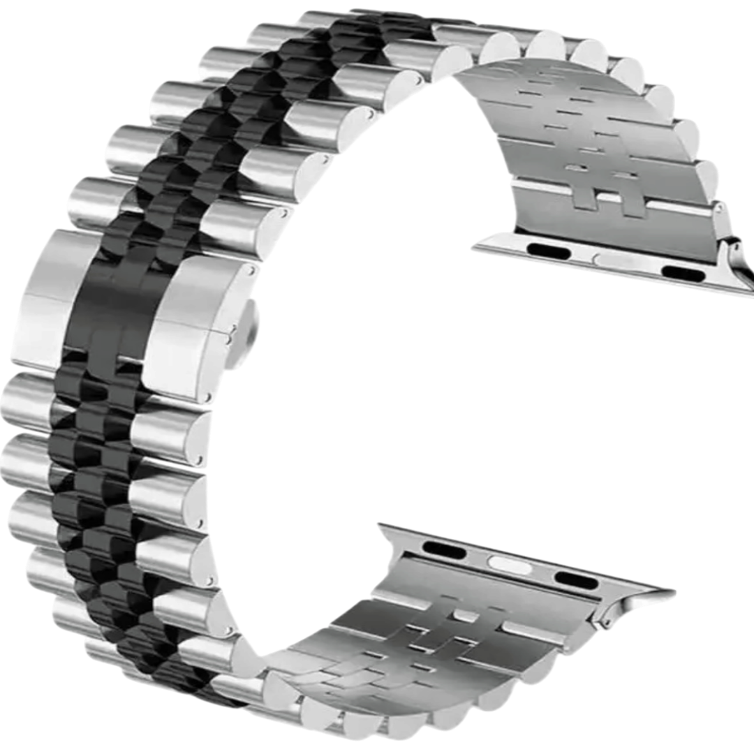 Pulseira Apple Watch Aço Flex Prata com Preto