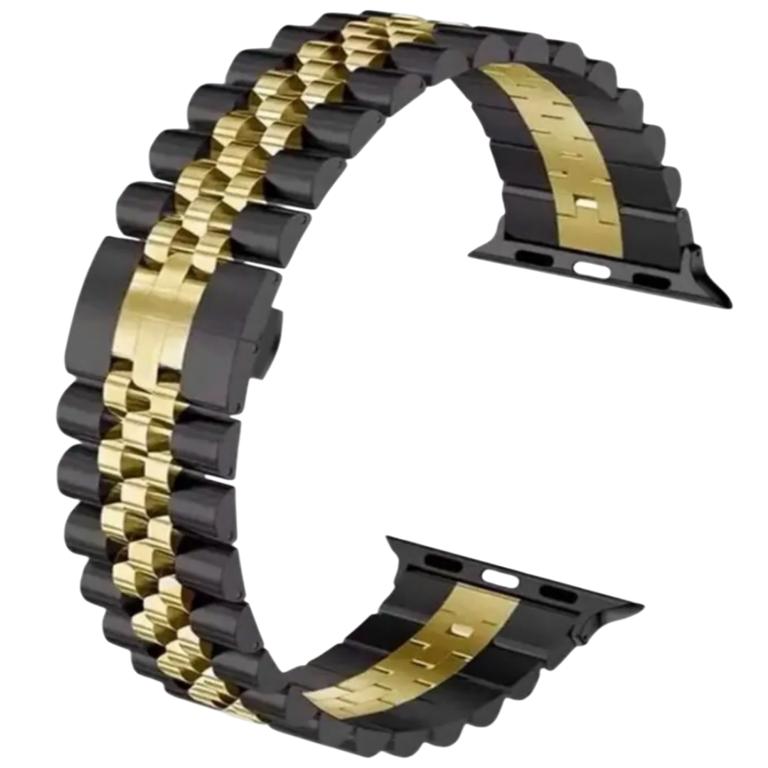Pulseira Apple Watch Aço Flex Preta com Dourado