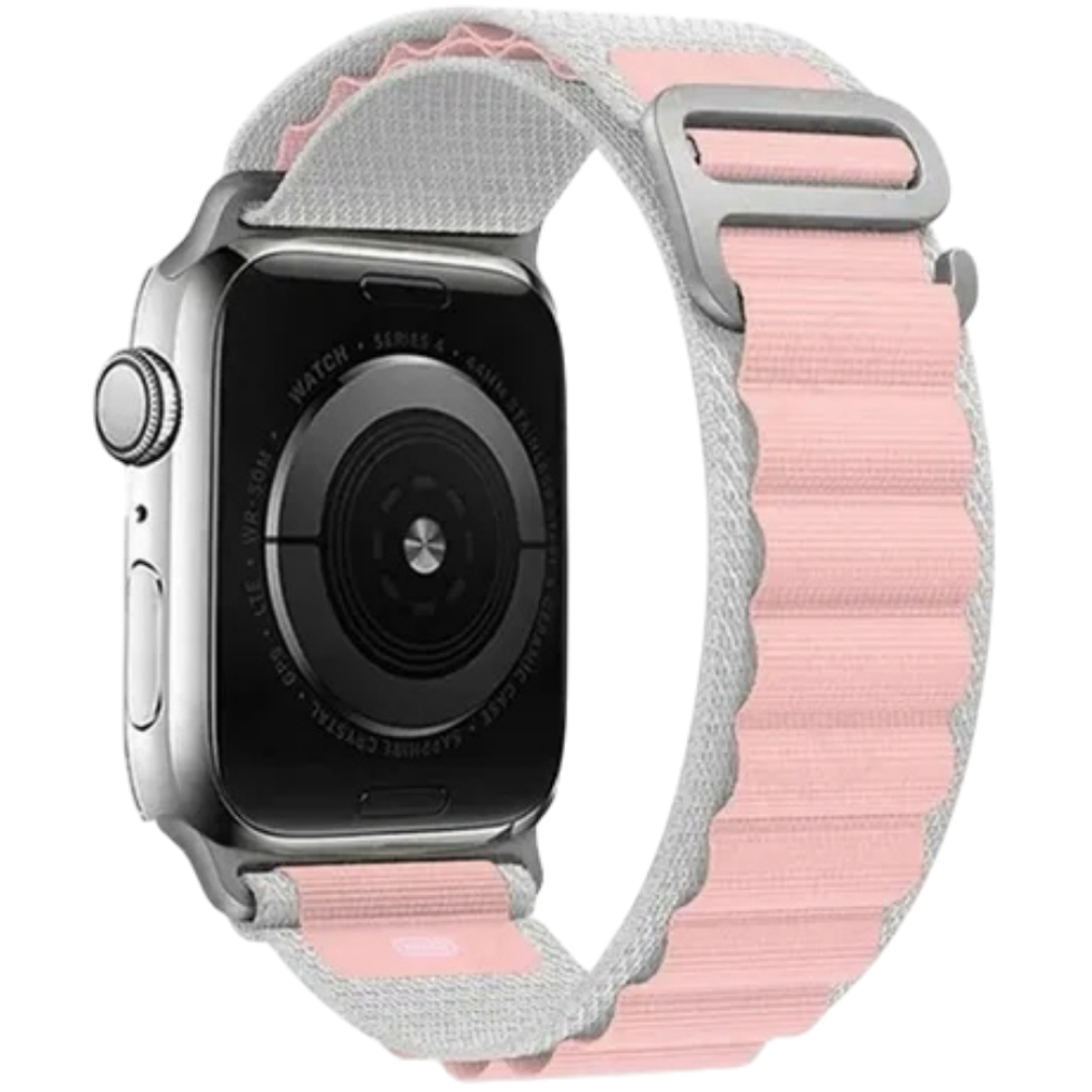 Pulseira Apple Watch Tecido Branca com Rosa