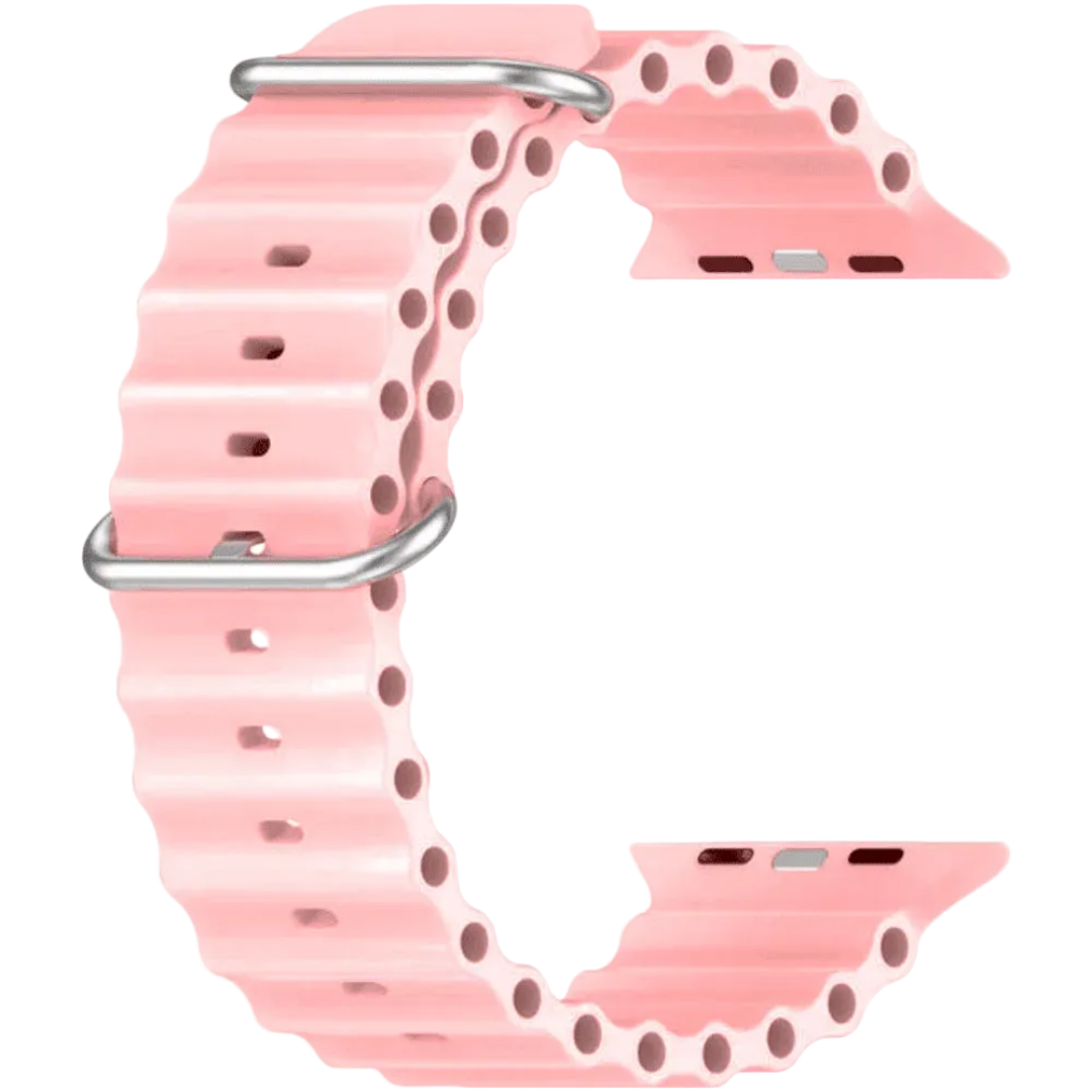 Pulseira Apple Watch Silicone Oceano Rosa